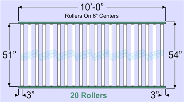 SR80-51-06-10, Steel Gravity Roller Conveyor