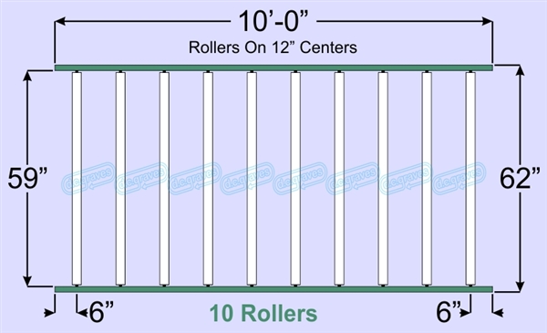 SR70-59-12-10, Steel Gravity Roller Conveyor