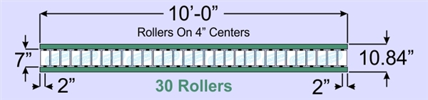 SR90-07-04-10, Steel Gravity Roller Conveyor