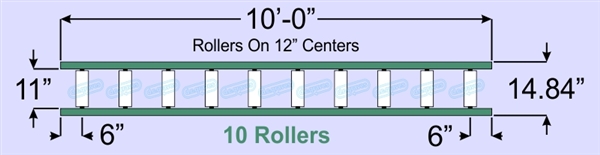 SR90-11-12-10, Steel Gravity Roller Conveyor