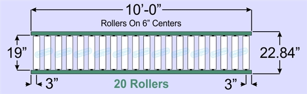 SR90-19-06-10, Steel Gravity Roller Conveyor