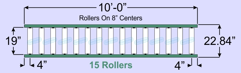 SR90-19-08-10, Steel Gravity Roller Conveyor