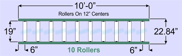 SR90-19-12-10, Steel Gravity Roller Conveyor