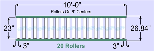 SR90-23-06-10, Steel Gravity Roller Conveyor