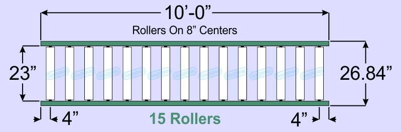 SR90-23-08-10, Steel Gravity Roller Conveyor