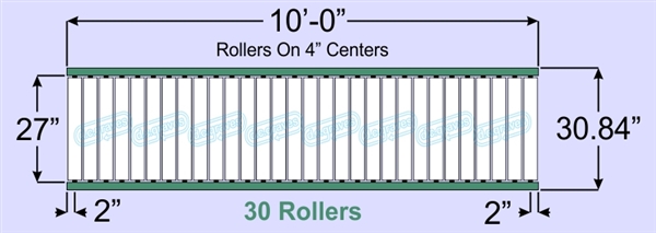 SR90-27-04-10, Steel Gravity Roller Conveyor