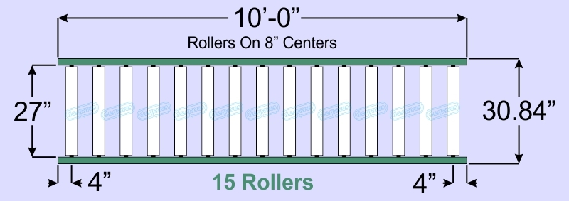SR90-27-08-10, Steel Gravity Roller Conveyor