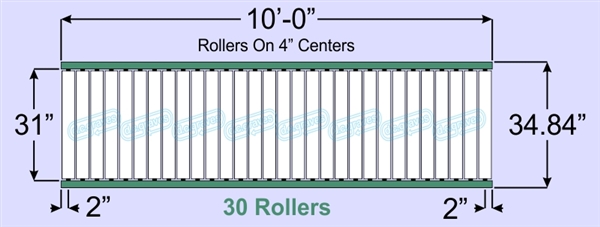 SR90-31-04-10, Steel Gravity Roller Conveyor