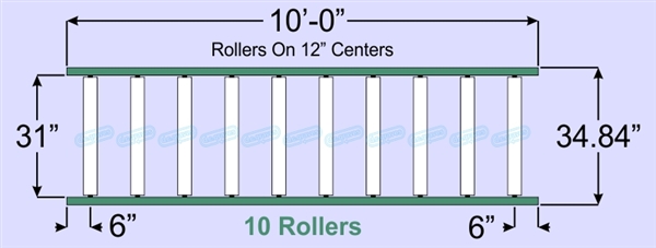 SR90-31-12-10, Steel Gravity Roller Conveyor