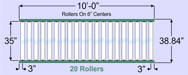 SR90-35-06-10, Steel Gravity Roller Conveyor