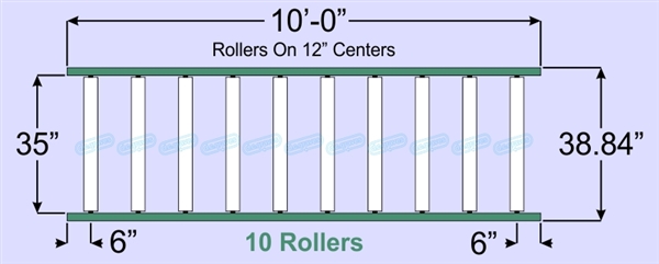 SR90-35-12-10, Steel Gravity Roller Conveyor
