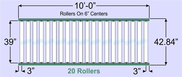 SR90-39-06-10, Steel Gravity Roller Conveyor