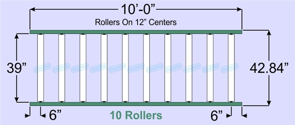 SR90-39-12-10, Steel Gravity Roller Conveyor