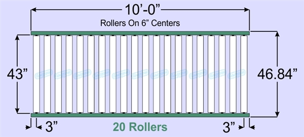 SR90-43-06-10, Steel Gravity Roller Conveyor