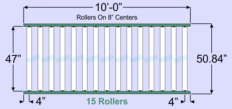 SR90-47-08-10, Steel Gravity Roller Conveyor