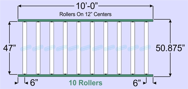 SR90-47-12-10, Steel Gravity Roller Conveyor