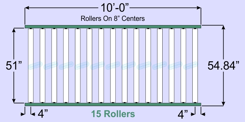 SR90-51-08-10, Steel Gravity Roller Conveyor