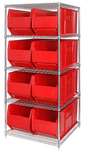 8 Bin 30 & 36In Wire Shelving System