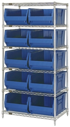 10 Bin 30 & 36In Wire Shelving System