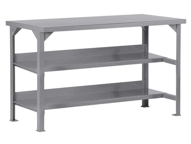 Welded Workbench with Double Lower Shelf