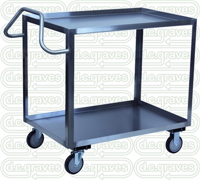 Two Shelf Stainless Steel Cart with Ergo Handle