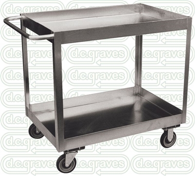 Two Shelf Stainless Steel Cart 3 Inch Deep Tray