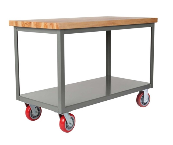 Heavy-Duty Butcher Block Top Mobile Table