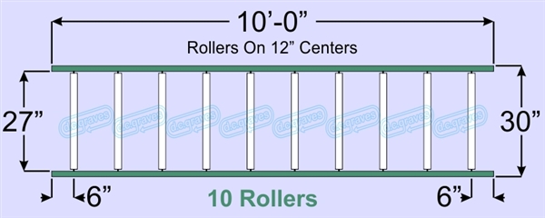 SR30-27-12-10, Steel Gravity Roller Conveyor