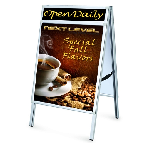 A-Frame Snap-Open Sidewalk Poster Stand with Vinyl Prints