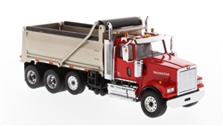 Western Star 4900 SF Dump Truck - Red Cab with Matte Silver Plated Dump Body