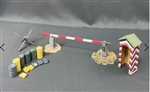 German Sentry's Box, Oil Drums, Road Obstacles, Gate, Sand Bags and Other Accessories