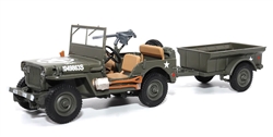 US Army 1/4 Ton Willys Jeep with Bantam T3 Trailer - Top Down