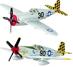 USAAF P47D Thunderbolt, Lt. Warren Penny, 317th Fighter Squadron, 325th Fighter Group, March 1944, & P-51B Mustang, Capt. Robert Barkey, 319th Fighter Squadron, 325th Fighter Group, July 1944 'The Checkertail Clan'