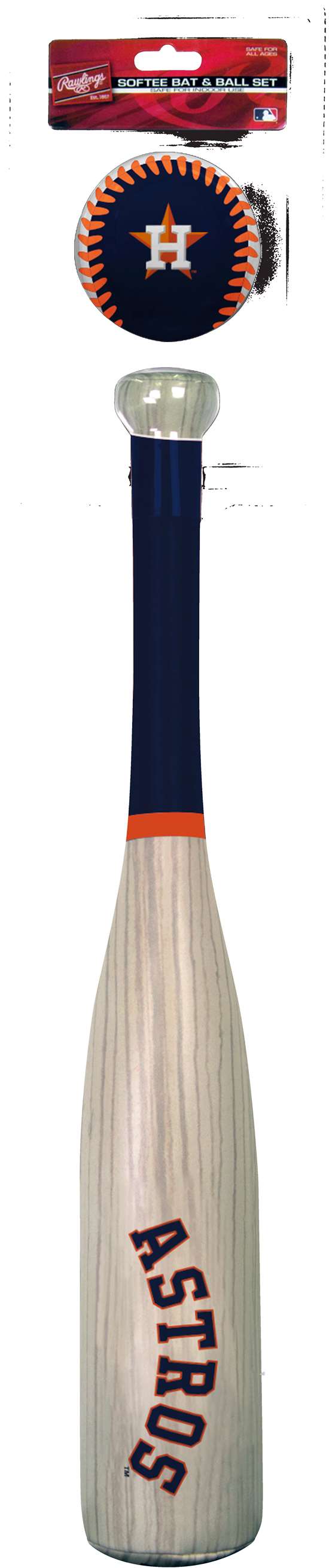 MLB Houston Astros Grand Slam Softee Baseball Bat and Ball Set (Wood Grain)