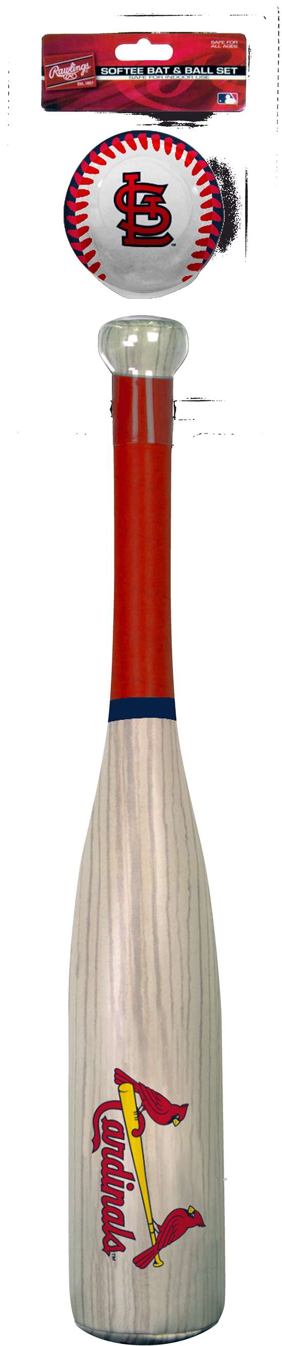 MLB St. Louis Cardinals Grand Slam Softee Bat and Ball Set (Wood Grain)