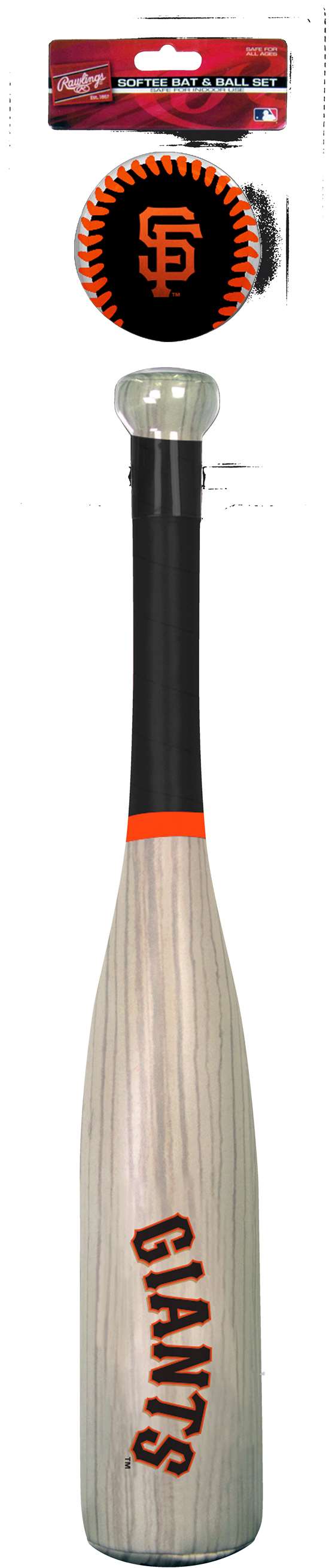 MLB San Francisco Giants Grand Slam Softee Baseball Bat and Ball Set (Wood Grain)