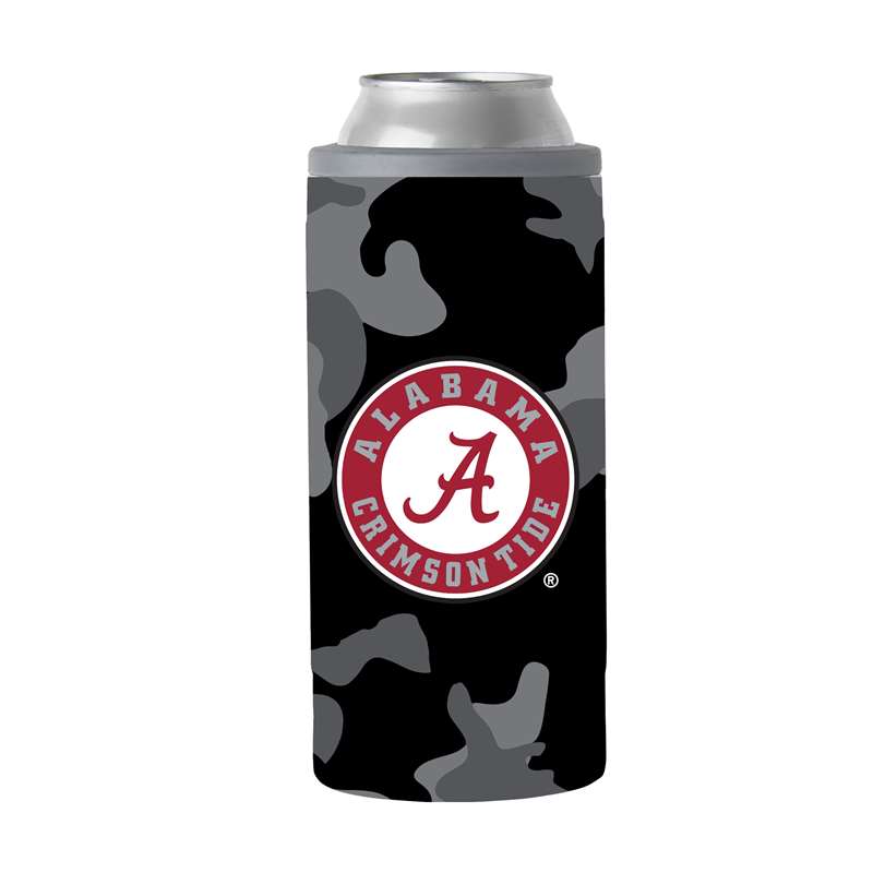 Alabama Black Camo 12oz Slim Can Coolie