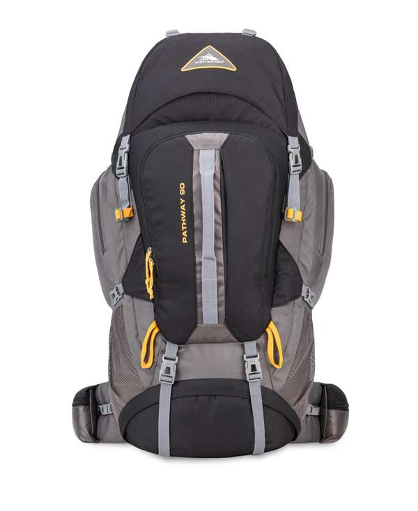 High Sierra Pathway Internal Frame Hiking Pack, Black/Slate/Gold, 90L  