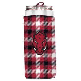 Arkansas Plaid Slim Can Coozie