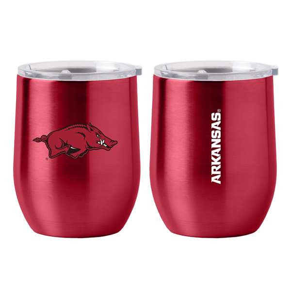 Arkansas 16oz Gameday Stainless Curved Beverage