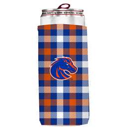 Boise State Plaid Slim Can Coozie