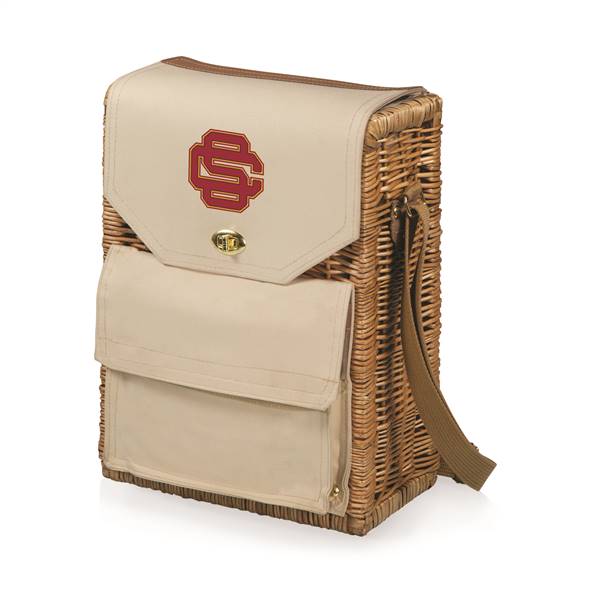 USC Trojans Wicker Wine Bag & Cheese Set