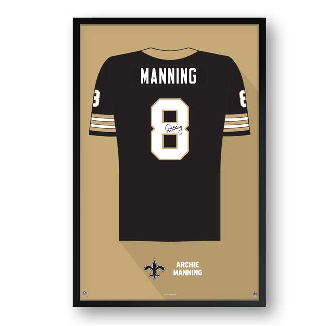 New Orleans Saints Archie Manning8 14"X20" Framed Jersey Art Black  