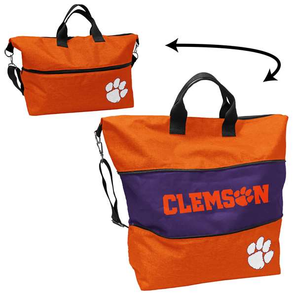 Clemson University Tigers Crosshatch Expandable Tote Bag