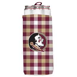 FL State Plaid Slim Can Coozie