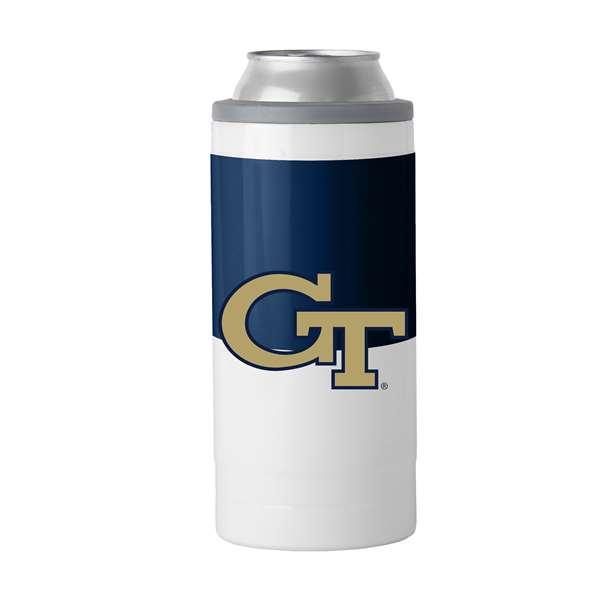 GA Tech 12oz Colorblock Slim Can Coolie Coozie  