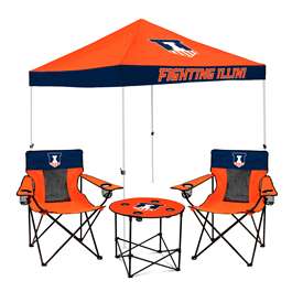 Illinois Fighting Illini Canopy Tailgate Bundle - Set Includes 9X9 Canopy, 2 Chairs and 1 Side Table