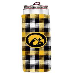 Iowa Plaid Slim Can Coozie