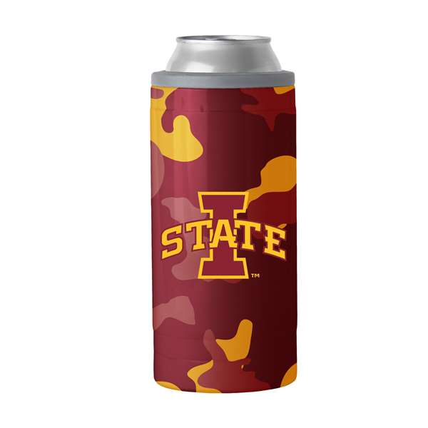 IA State Camo Swagger 12oz Slim Can Coolie