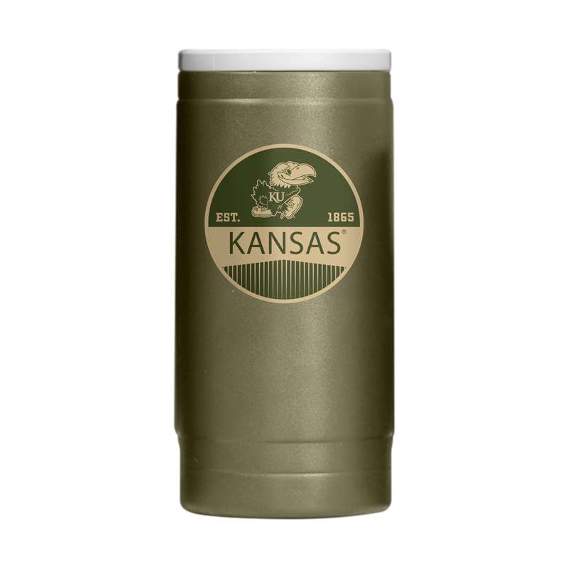 Kansas 12oz Badge Powdercoat SlimCan Coolie